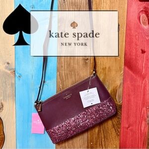 NWT Kate Spade Flash Glitter Crossbody Bag – Cherrywood / Pink Glitter​